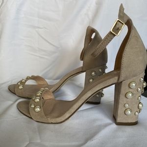 Madden Girl Nude Pearl Block Heels